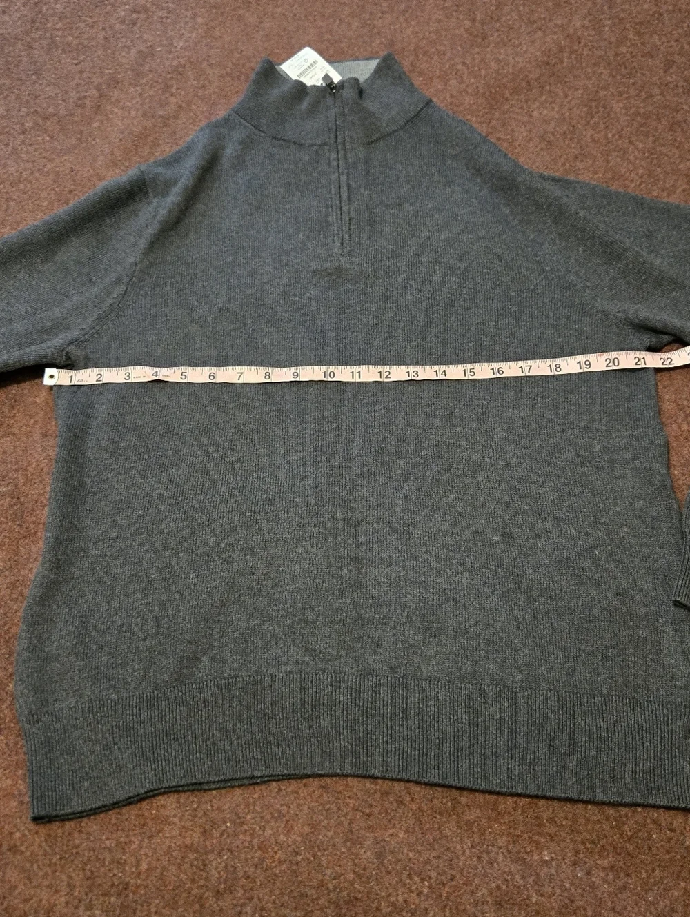 New! J.Crew Mock Neck Quarter Zip Sweater Heather Gray Large Cotton